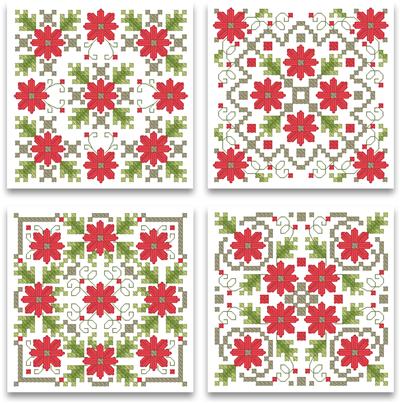 (image for) Christmas Poinsettia Biscornu Ornaments